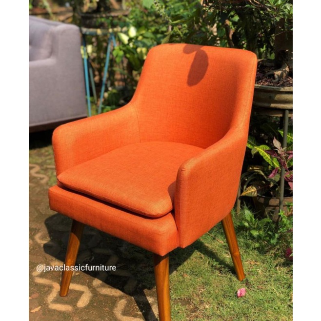 KURSI MAKAN JOK MEWAH ARMCHAIR KURSI TERAS SANTAI CAFE RETRO MINIMALIS BAHAN KAYU JATI FURNITURE JEPARA-1
