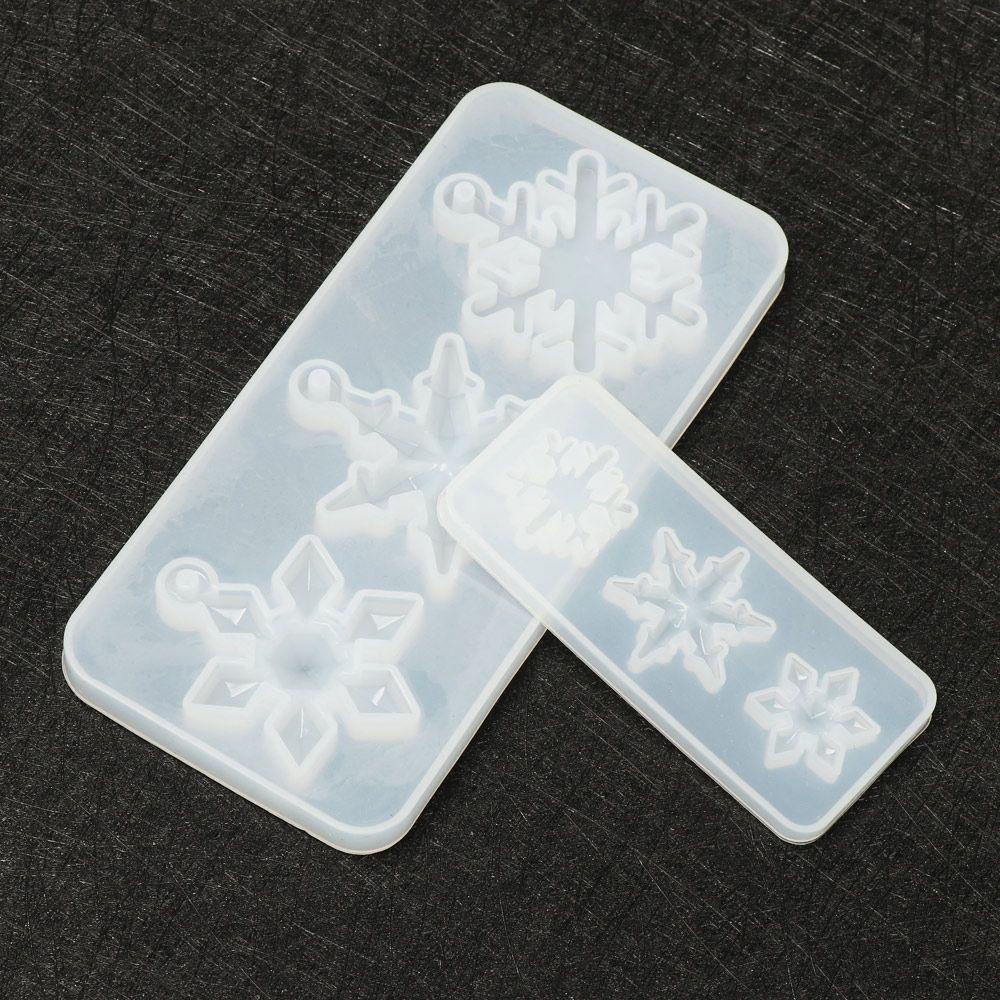 Preva Cetakan Resin Casting Cetakan 3D Transparan Snowflake Keychain Mold