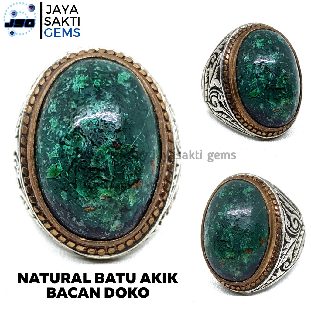 Natural Batu Akik Bacan Doko Ring Alpaka German BD01