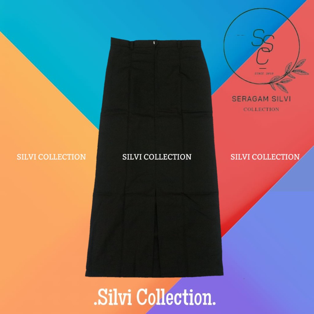 Seragam Sekolah Rok Span Panjang Hitam Belah Belakang - Rok Span - Rok Hitam
