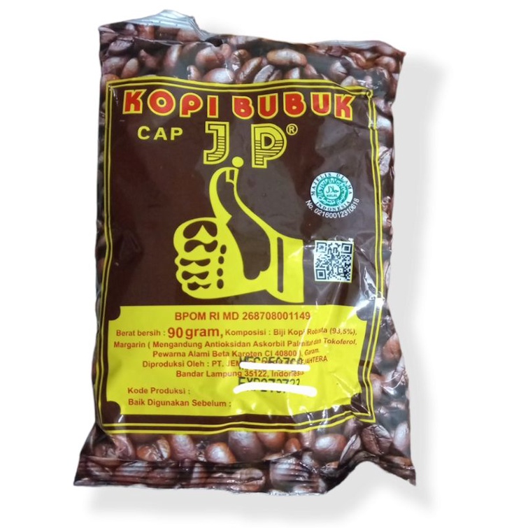 

Kopi Lampung Cap Jempol Sejahtera J.P (Kopi Jempol Pertama) Robusta Lampung 90gram 45gram Asli