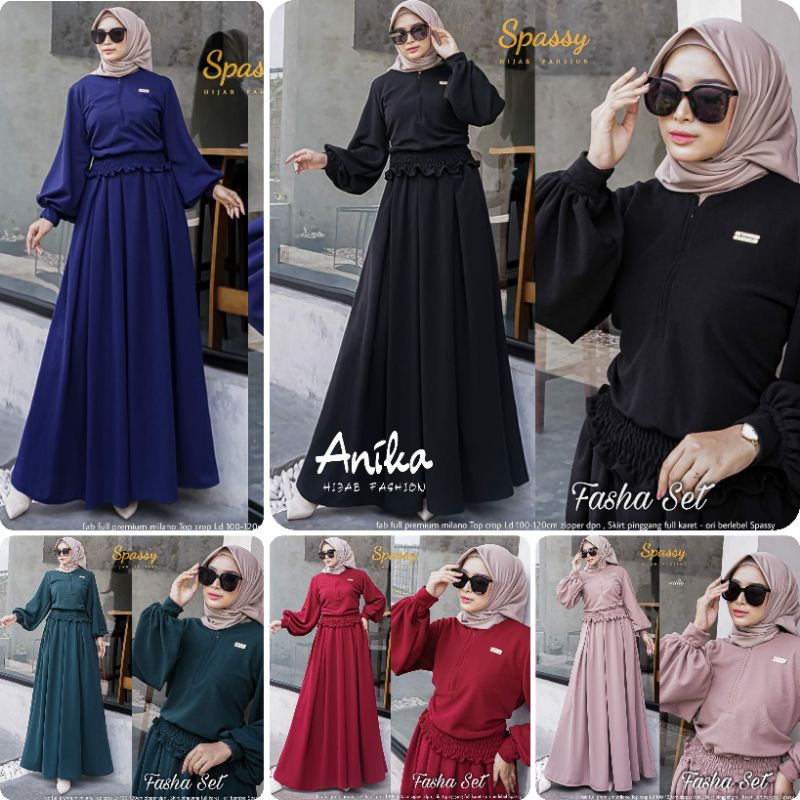 FASHA SET BY SPASSY. DRESS MAXY TERBARU. FASHION HIJAB TERBARU
