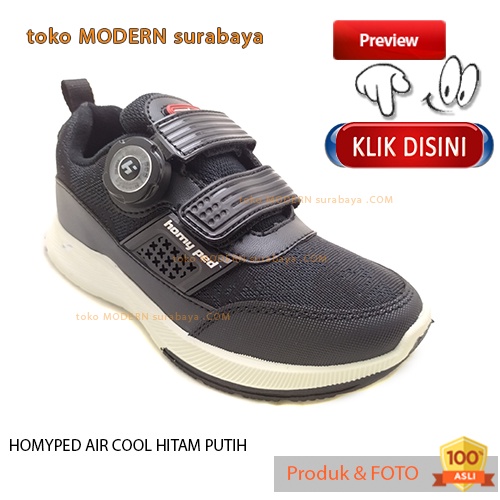 TERBARU 2022 Sepatu Anak sekolah sneaker magnet HOMYPED AIR COOL HITAM PUTIH