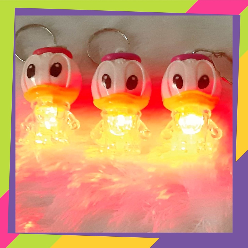 1137 [Grosir] @12pcs gantungan kunci lampu LED karakter bebek