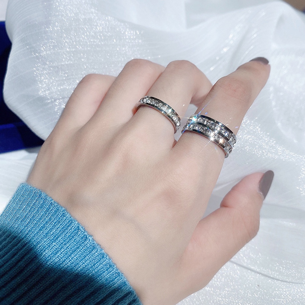 Cincin Berlian Zirkon Baris Tunggal Ganda Untuk Wanita