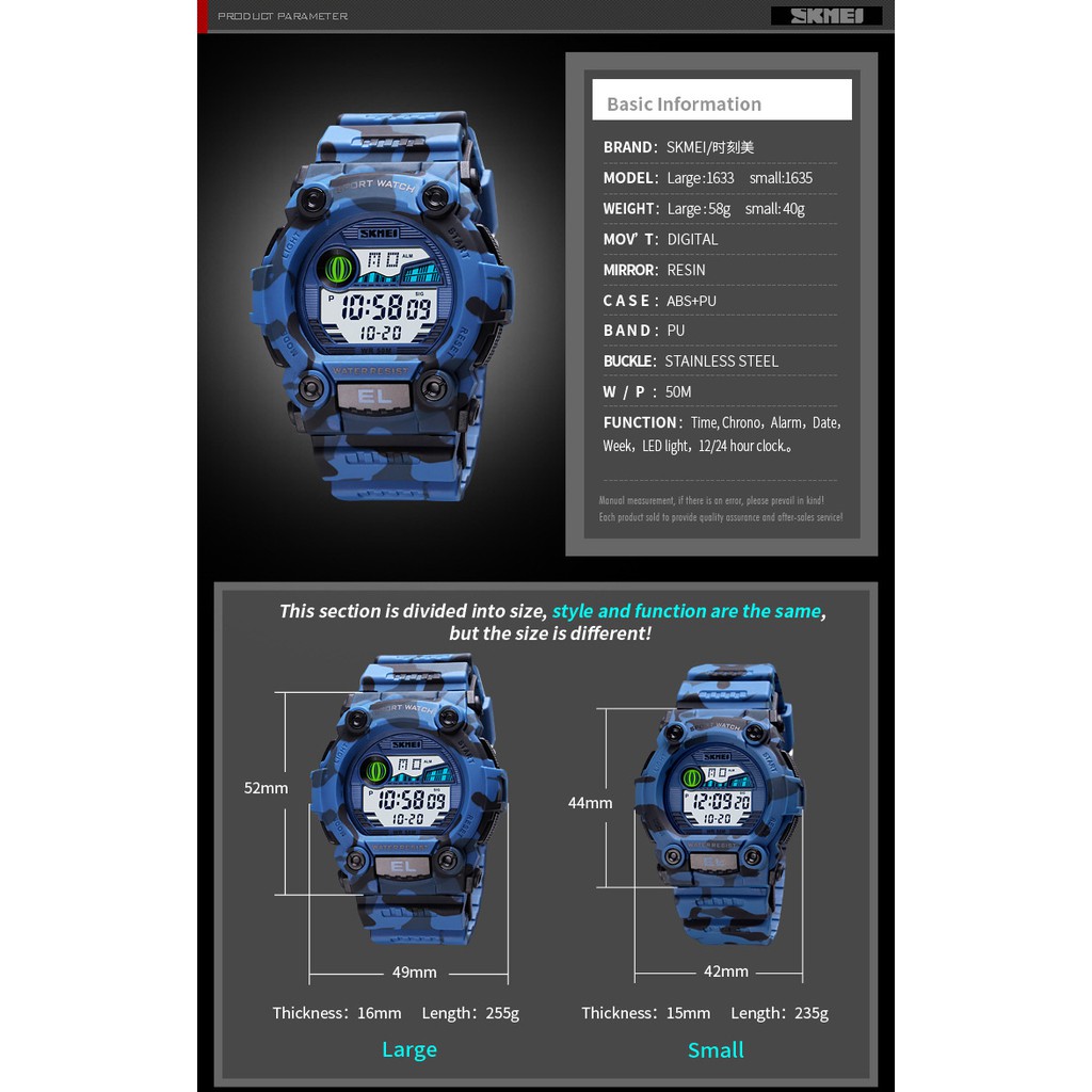 Jam Tangan Pria / SKMEINDONESIA 1633 BESAR Digital Time / Jam Tangan Original / SKMEI