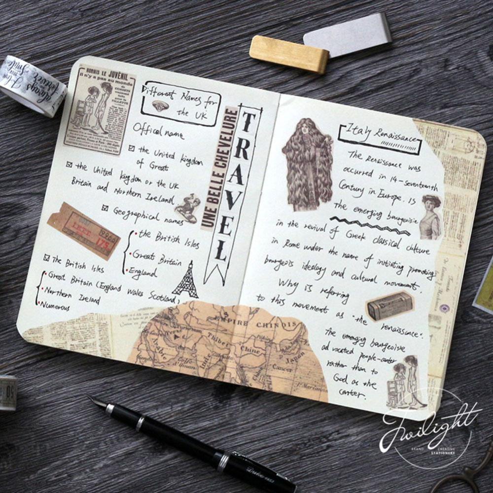 Timekey Stiker Washi Tape Retro Vintage Gothic Ukuran A5K5 Untuk Dekorasi Scrapbookjurnal