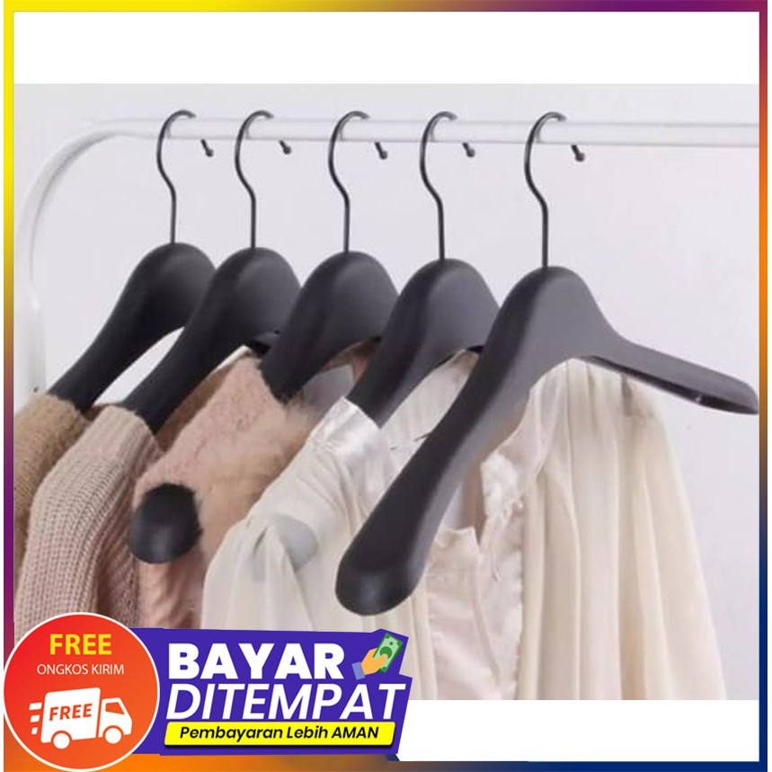 Jual Hanger Baju PLASTIK untuk gantungan pakaian/laundry warna HITAM