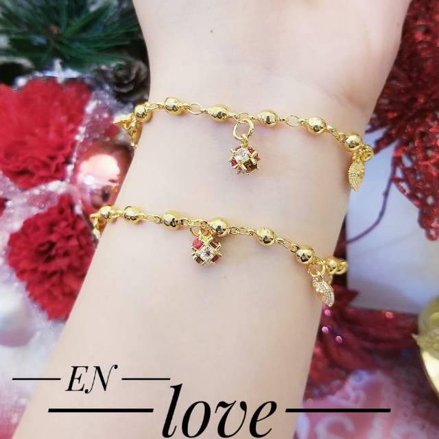 TERMURAH Set Perhiasan Xuping Lapis Emas Gelang 1 Pcs Rantai Bandul Berlian Cute Titanium Gold Laris