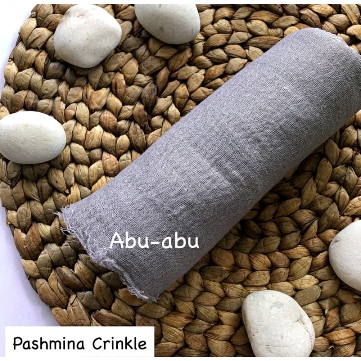 pashmina kusut polos / hijab pashmina crinkle premium-abu abu