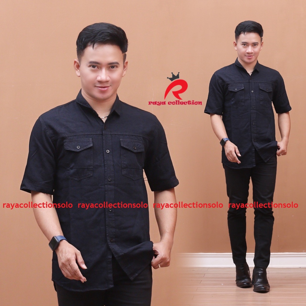 HEM JEANS PRIA LENGAN PENDEK PREMIUM / KEMEJA PRIA JEANS LENGAN PANJANG / HEM PRIA JEANS LENGAN PENDEK