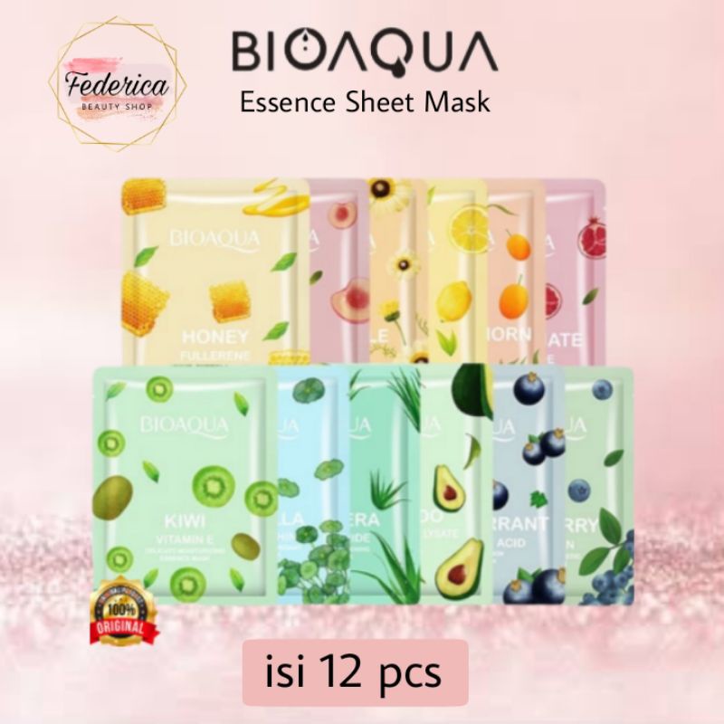 Paket Mix 12 Bioaqua Essence Sheet Mask