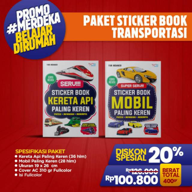 

Paket Stickerbook Transportasi free packing (kertas kado + pita)