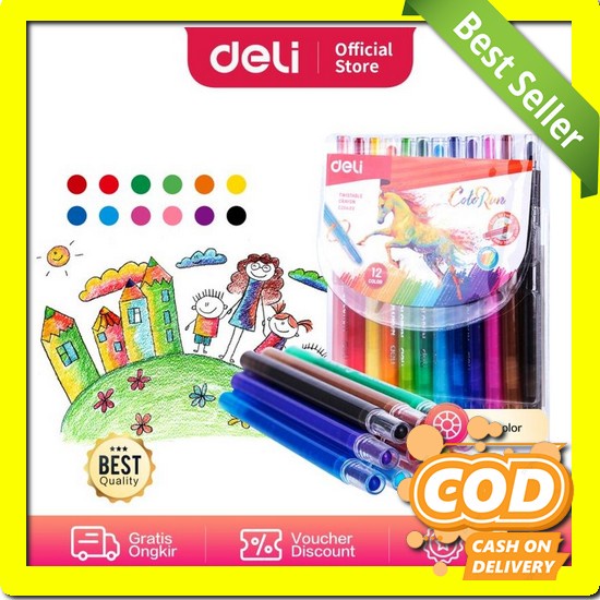 

Crayon Anak Set Isi 208 Pcs Pensil Warna Alat Lukis Set Crayon Set Cr Deli Twistable Crayon 12Color