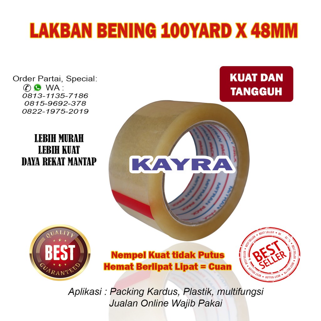 Lakban Bening 100 yard FULL x 48 mm / Mitran Pack / LAKBAN / LAKBAN MURAH