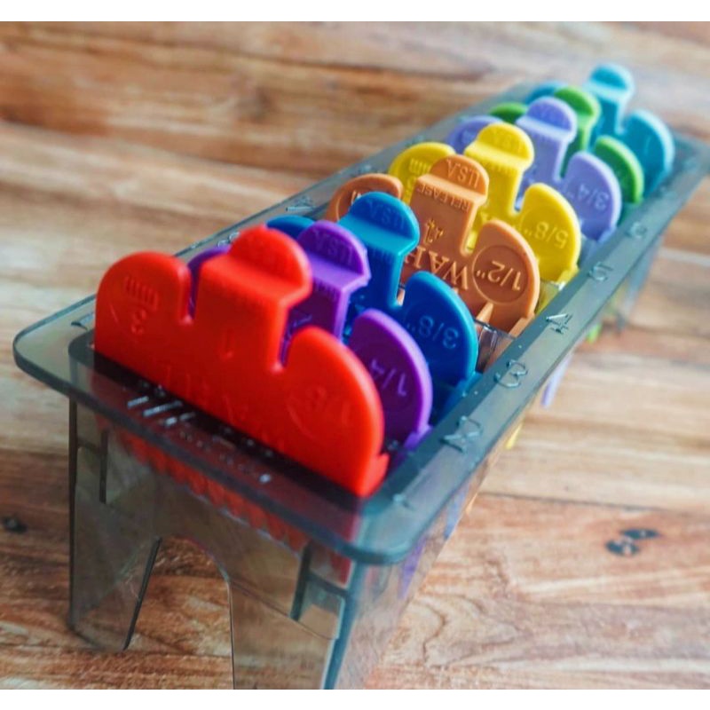 Sepatu/Guard/Sisir Ukuran Clipper WAHL Set Nomor 1-8 : Warna