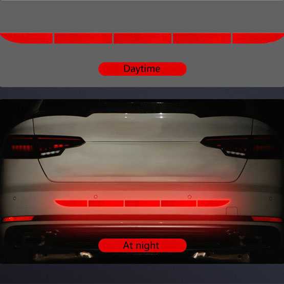 LARATH Nano Car Reflective Sticker Warning Strip Trunk Exterior - 1181-Merah