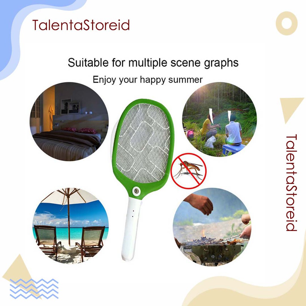 Raket Nyamuk Elektrik Senter Led Rechargeable 2 in 1 Mosquito Swatter Racket