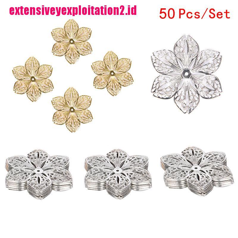 50pcs / set Konektor Liontin Bentuk Bunga Untuk Membuat Perhiasan