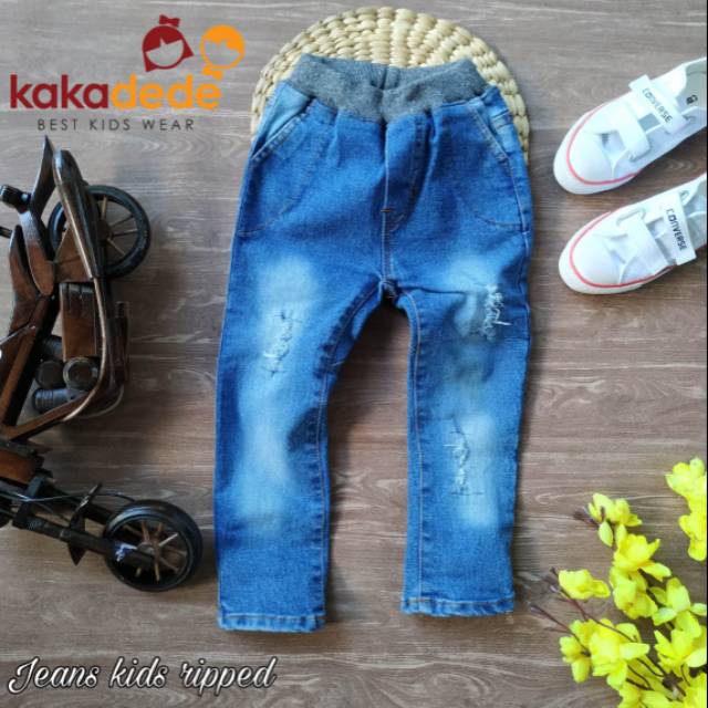 Celana Panjang Jeans Anak Cowok Celana Jeans Kids Ripped Anak Kakadede 2-5 Tahun