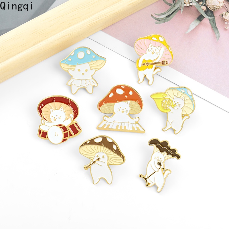 Bros Pin Enamel Bentuk Jamur Piano Gitar Saxophone Drum Untuk Hadiah Anak