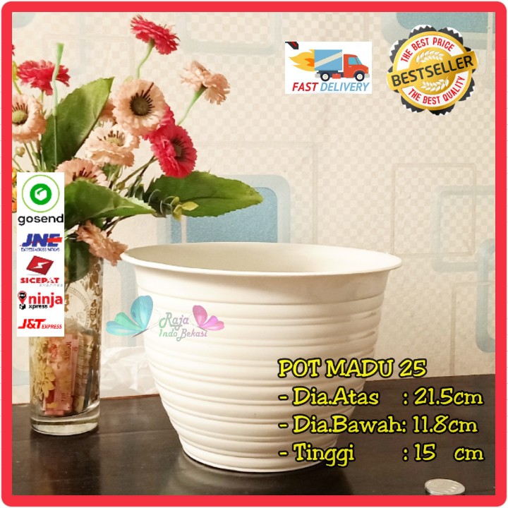 Pot Tawon  21 Cm Putih / Pot Madu 25 - Pot Plastik Bunga Tawon Bulat - Bukan Pot Kw Lebah