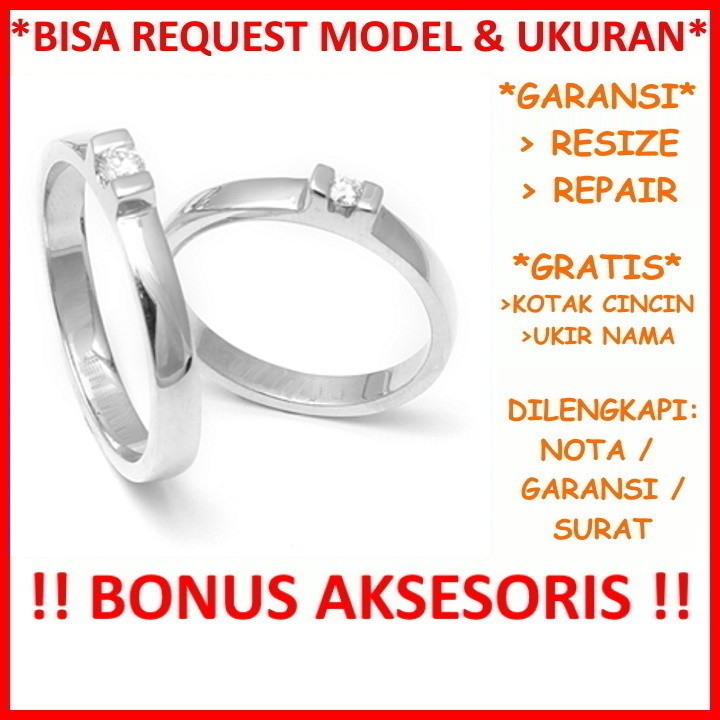 Gratis Ukir Nama Garansi Silver Asli Bisa Pesan Model Cincin Couple Perak Tunangan Mas Kawin Id608