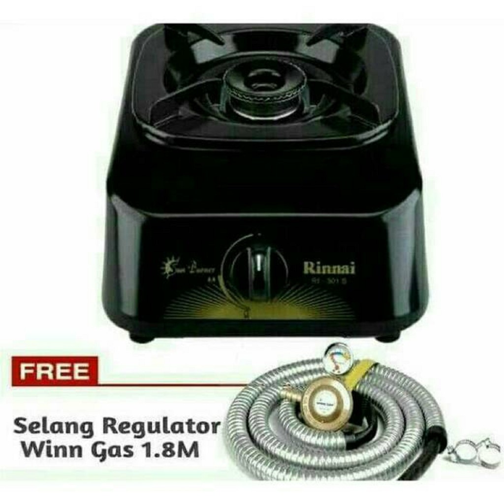 terlaris  produk Rinnai Kompor Gas 1 Tungku RI-301S + Selang Paket Regulator Winn Gas