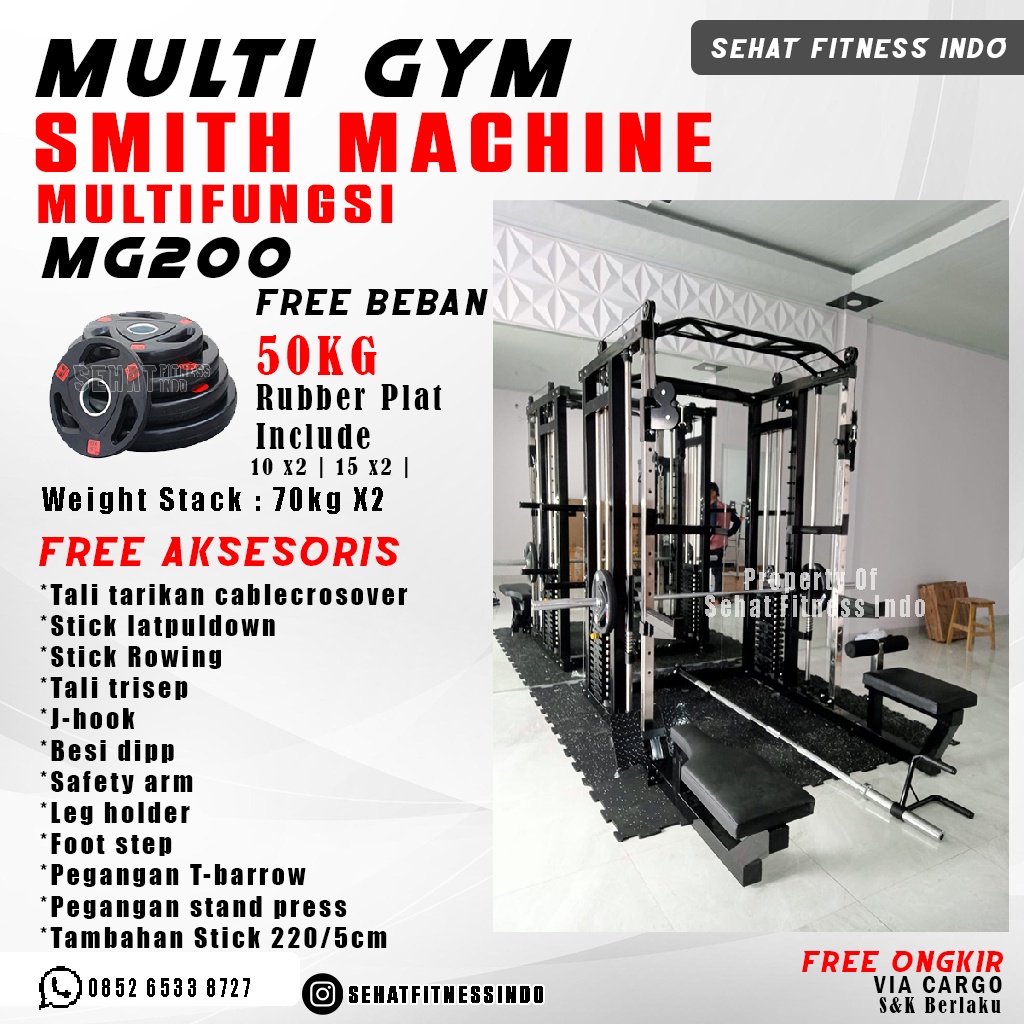 Jual ALL IN ONE SMITH MACHINE MG200 MULTI GYM HOME GYM MULTIFUNGSI