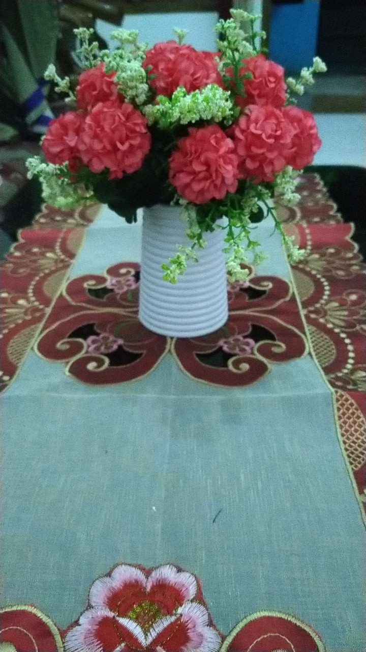 Krisan Bulat Bunga Artificial Rimbun Vas Ulir Pendek