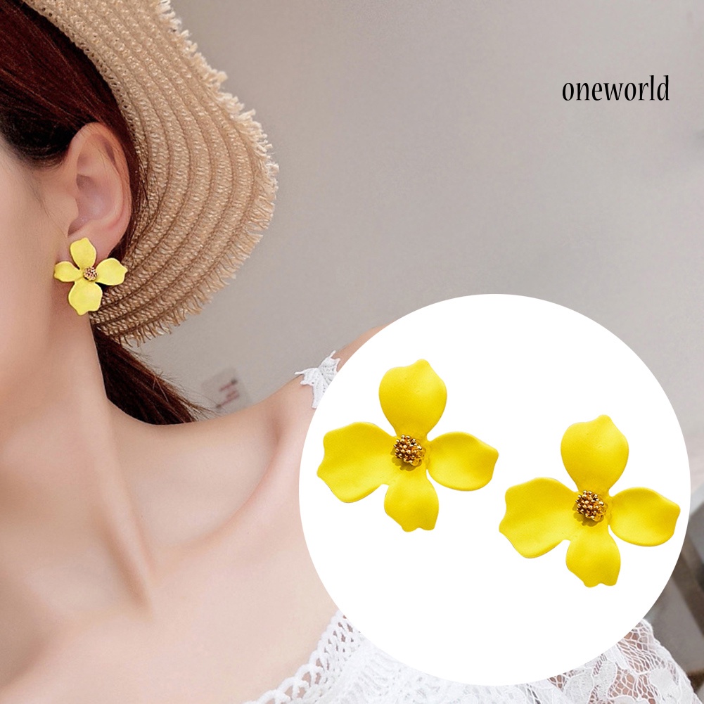 OW@ Fashion Girls Flower Ear Studs Women All-match Date Party Travel Earrings Gift-1