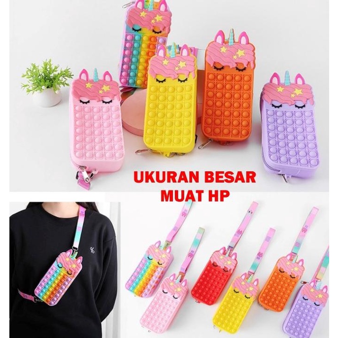 Pop It Unicorn Rainbow Wallet Cross Bag UKURAN BESAR Sling Bag