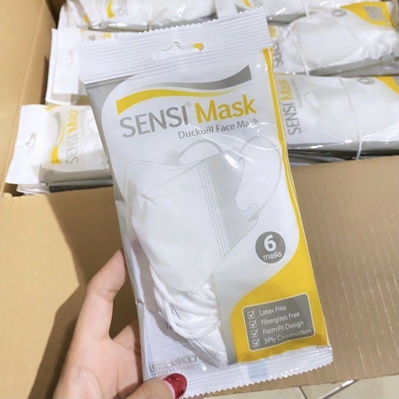 MASKER SENSI DUCKBILL KEMASAN SACET ISI 3/ADA EMBOS/LOGO SENSI