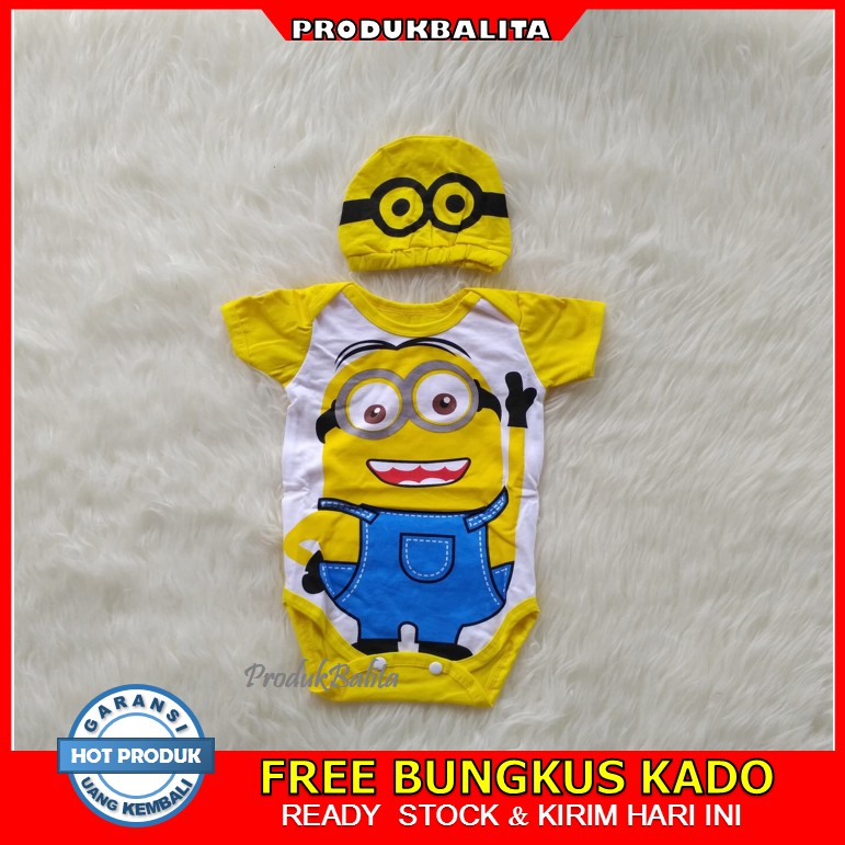 Baju Jumper Bayi Jumpsuit Karakter Lucu Minion Murah
