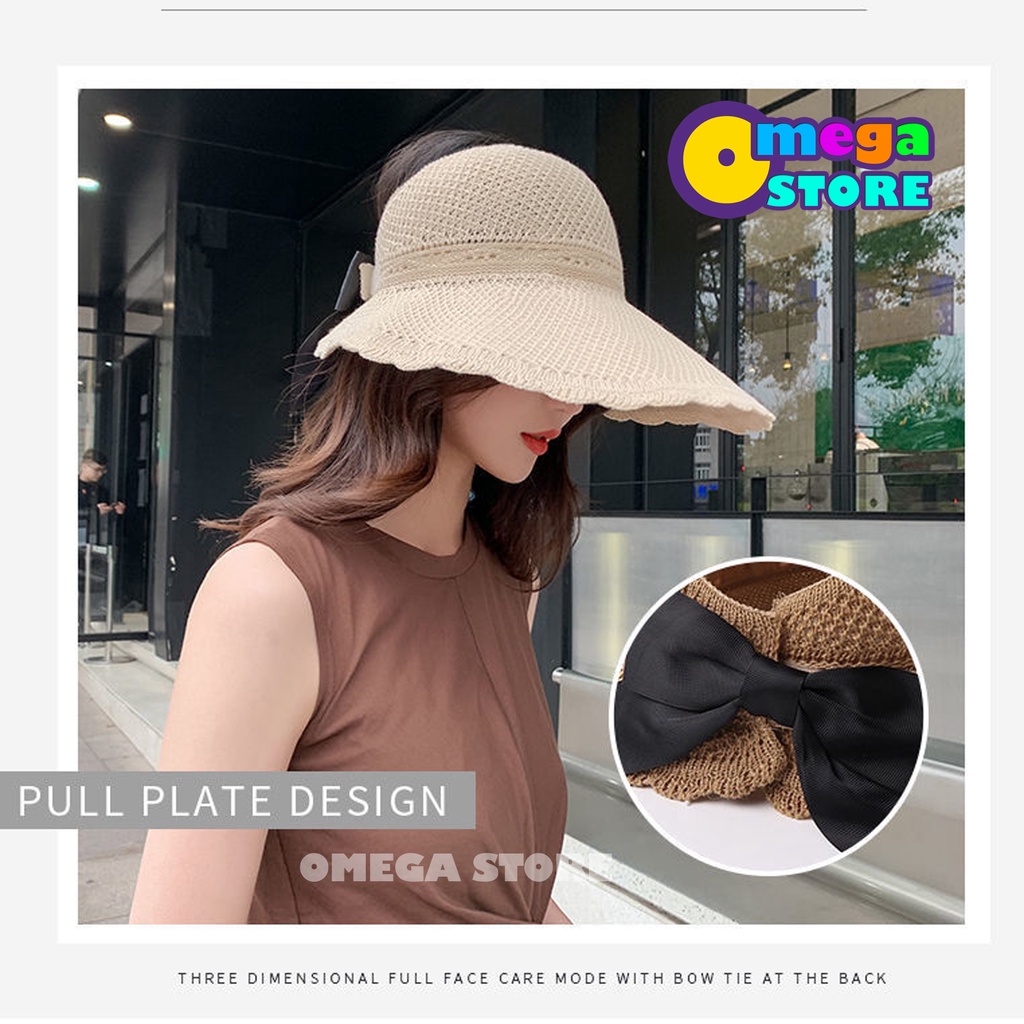 [O&amp;S] Topi Pantai Wanita Topi Rajut Topi UV Matahari Korea Fashion Sun Visor Hat-OS229