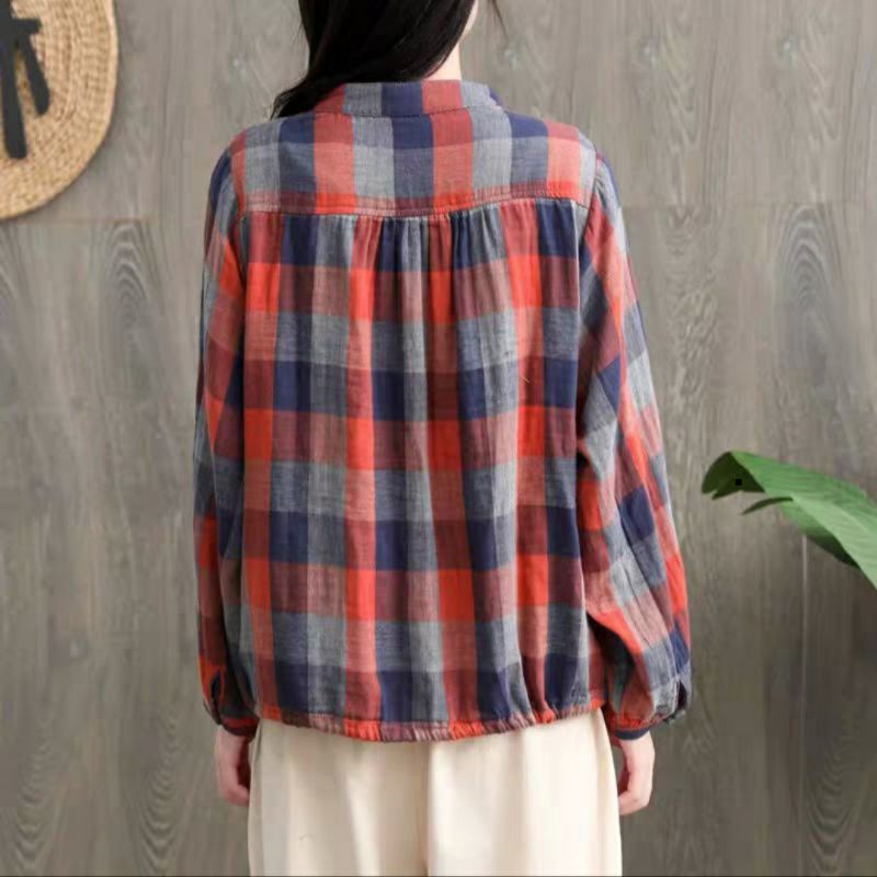 MDLV ~9872# Darlyn Double Cloth Shirt Blouse Kemeja Kotak Import