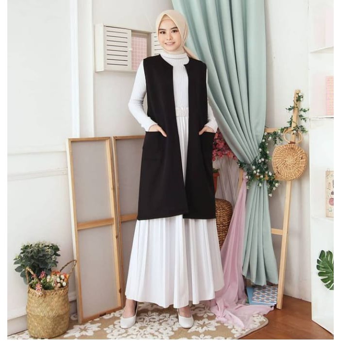 Ns FC Najibah Gamis Syar'i asdf /alfazza store/ odiva cardy scuba premium/ long cardi outer ATASAN