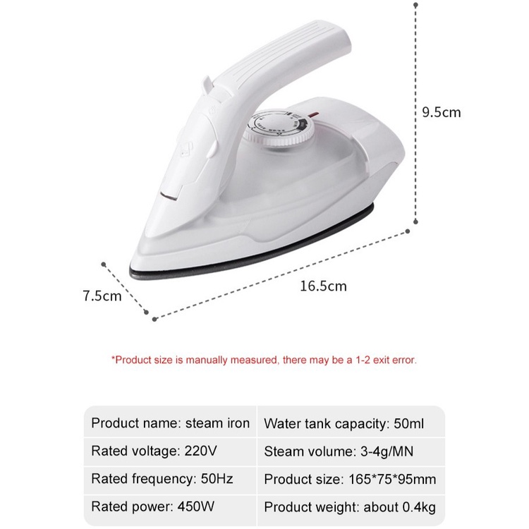 Setrika Uap Portable Iron 450W Steam Iron Mini Travel Setrika Uap