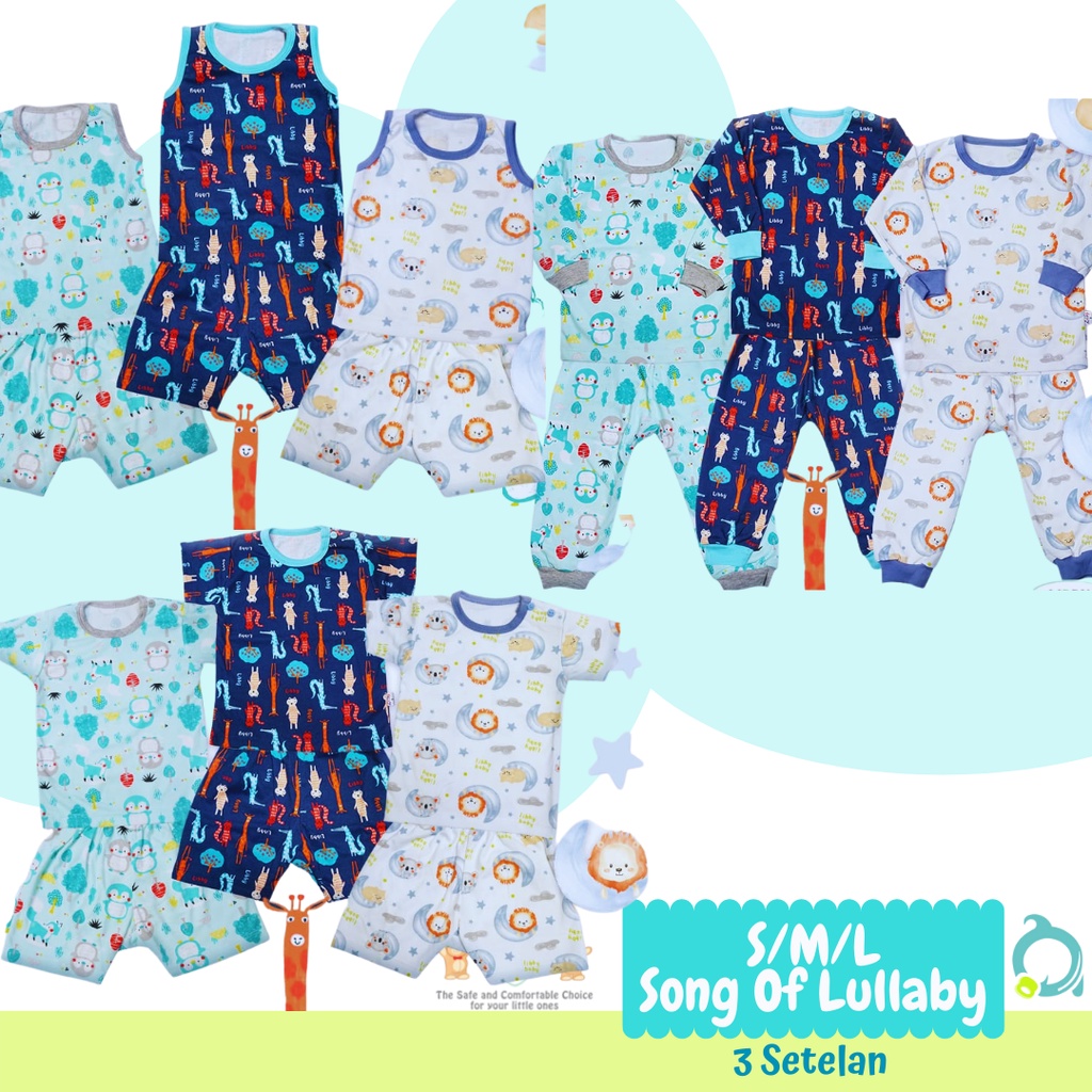 LIBBY 3 Setelan ( 3 Baju &amp; 3 Celana) Panjang / Pendek / Kuntung # Motif  # Size S / M / L