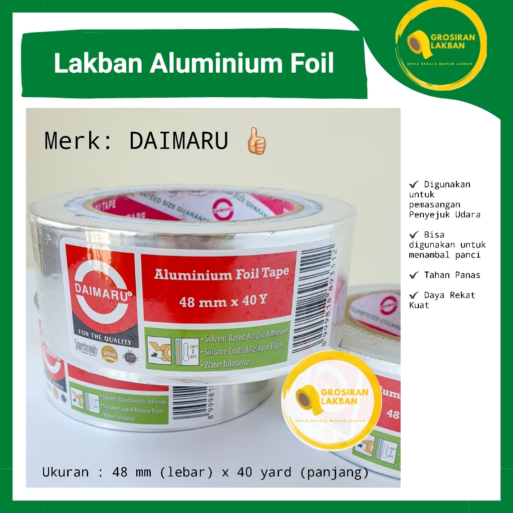Lakban Aluminium 2 Inch Daimaru Aluminium Foil Tape 48 mm x 40 Yard