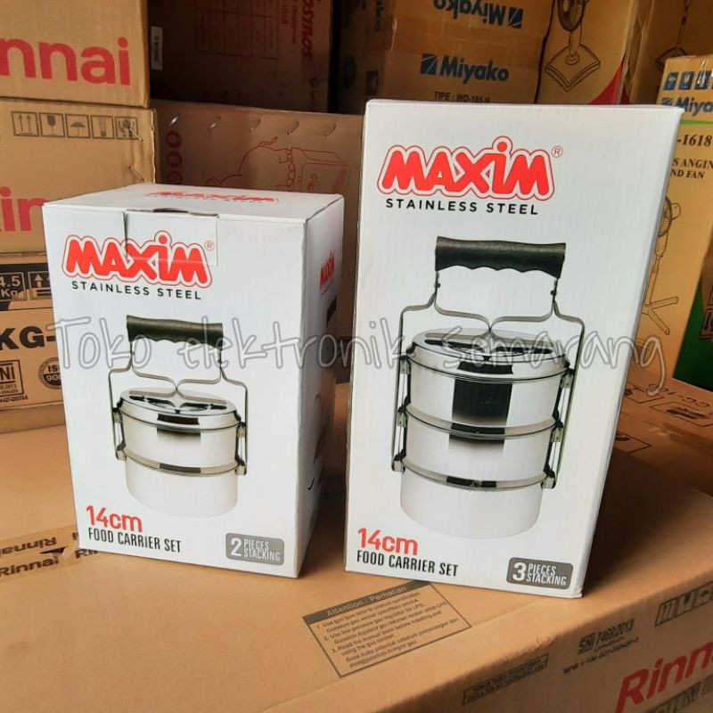 MASPION MAXIM RANTANG SUSUN FOOD CARRIER 2 dan 3 SUSUN 14CM STAINLESS STEEL