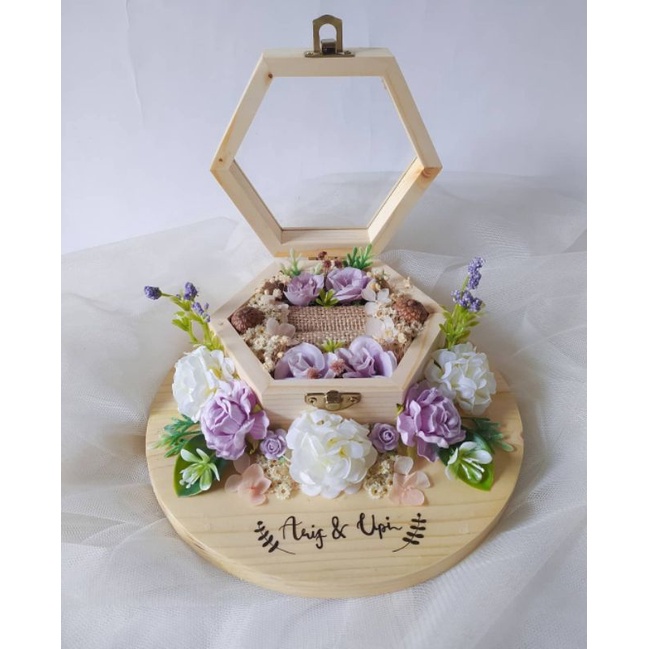 Jual Kotak Cincin Tempat Cincin Box Cincin Ring Box Hexagonal Alas Kayu Rustic Shopee Indonesia