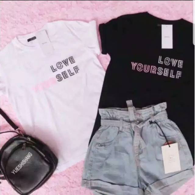 KAOS BTS LOVE YOURSELF BAJU BTS PUTIH HITAM OVERSIZE BAJU ARMY