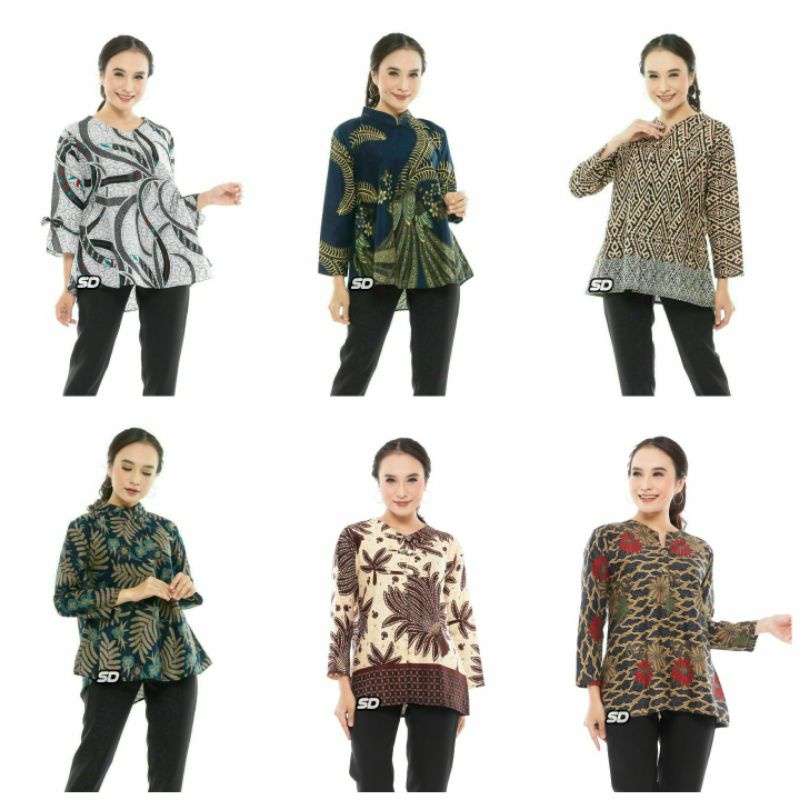 Baju Batik Wanita Lengan Panjang | Blouse Batik Wanita Modern | Batik Monalisa Genes