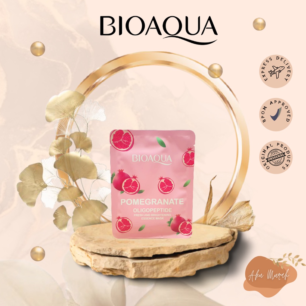 ✨ AKU MURAH ✨Bioaqua Pomegranate Oligopeptide Fresh And Brightening Essence Mask 25gr / Masker Wajah SACHET