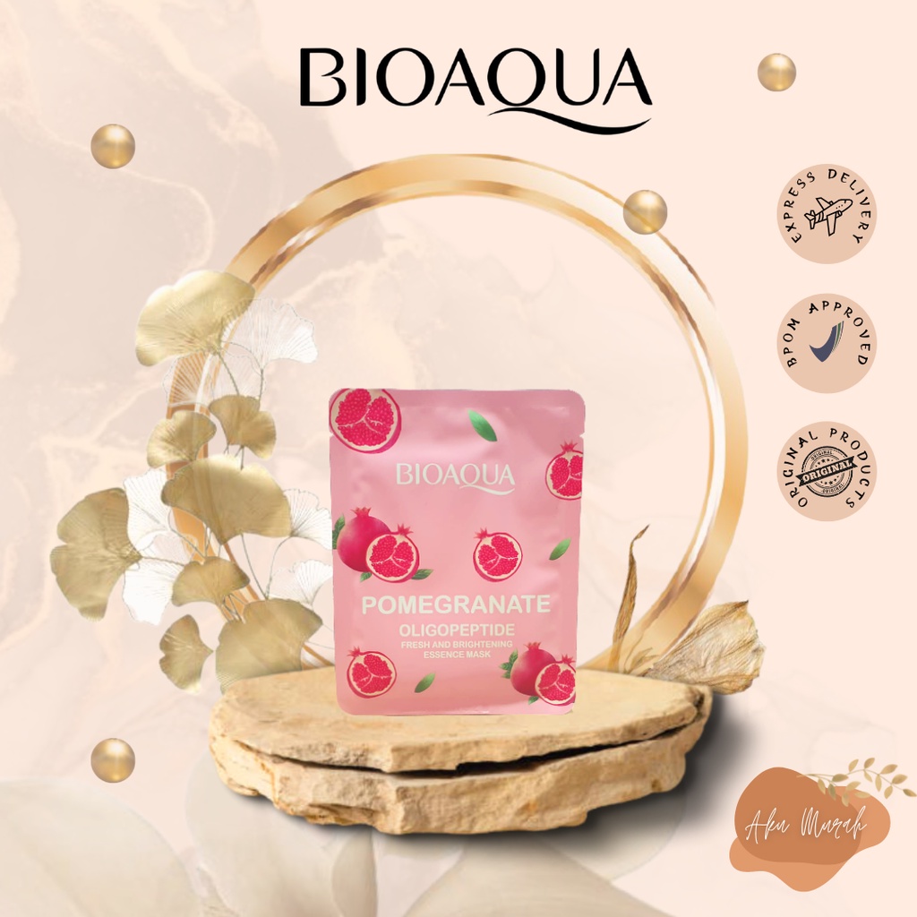 ✨ AKU MURAH ✨Bioaqua Pomegranate Oligopeptide Fresh And Brightening Essence Mask 25gr / Masker Wajah SACHET