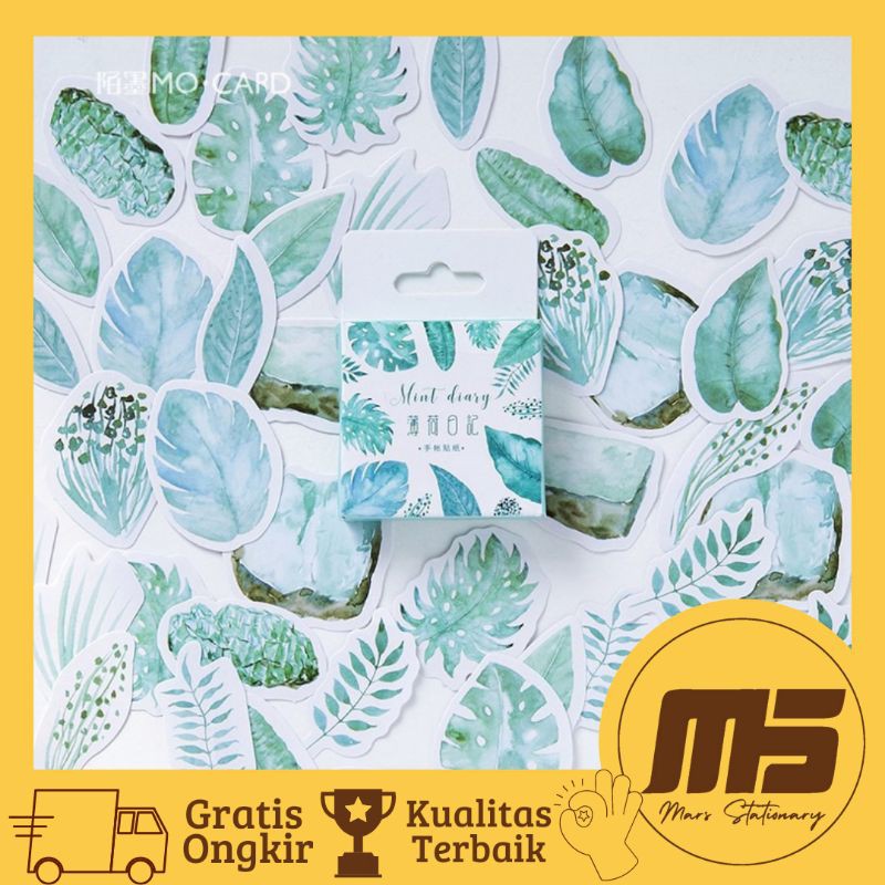 

[ 45 PCS ] Sticker Kawai Leaf Mint | Stiker Motif Daun Mint untuk Scrapbook Jurnal Diary DIY