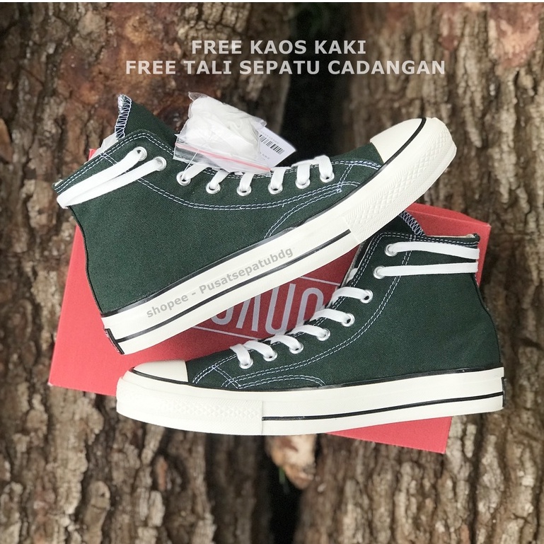 Sepatu Converse 70s High Egret Army Green Herbal Glossy