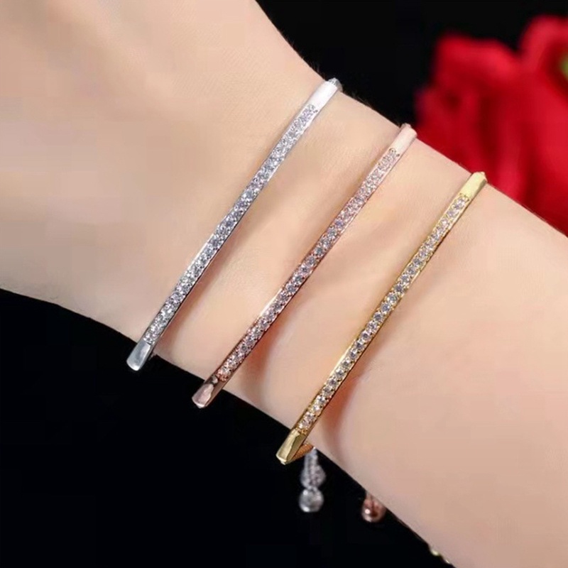 Gelang Rantai Sterling Silver 925 Hias Cubic Zirconia Untuk Wanita