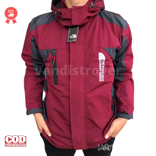 Jaket gunung /Jaket pendaki gunung pria / jaket murah / jaket outdoor TNF summit seriez-MAROON - ABU TUA